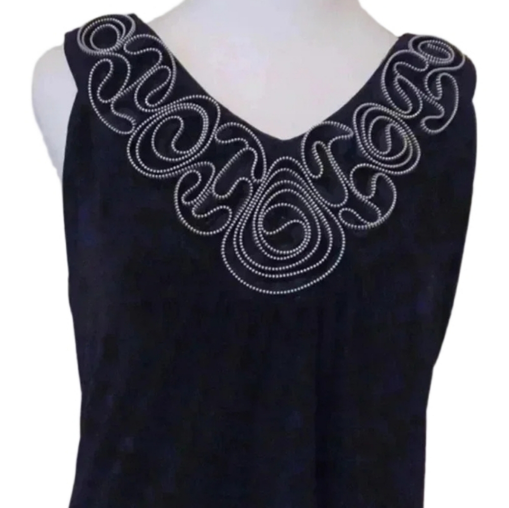 -- Cocomo Black top with gorgeous decor and cute back Women's Size Medium